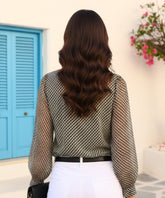 Comprar blusa manga longa feminina chiffon preto e branco  com estampa para looks casuais e elegantes no trabalho em promoção ZARA